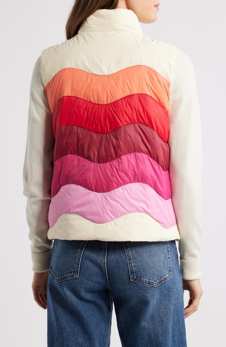 Marine Layer Sunset Puffer Vest, Alternate, color, Warm Wave