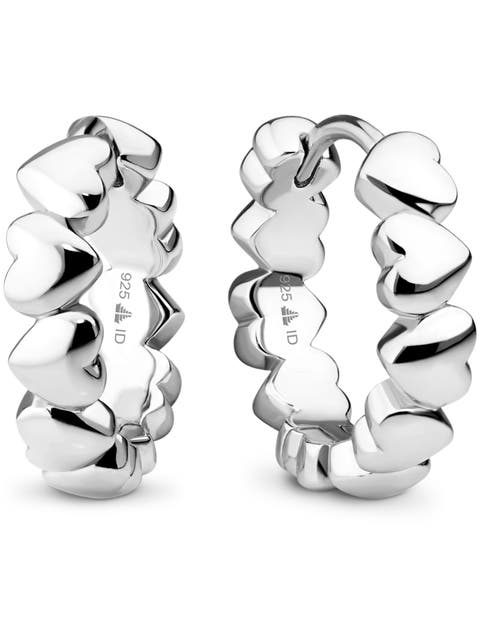 Sweet Heart Hoop Earrings in Rhodium Plated Sterling Silver