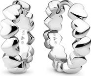 DEVATA Sweet Heart Hoop Earrings in Rhodium Plated Sterling Silver