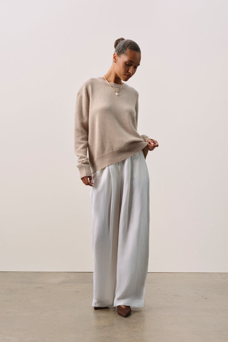 KAIA CREWNECK CASHMERE SWEATER, Alternate, color, Flax