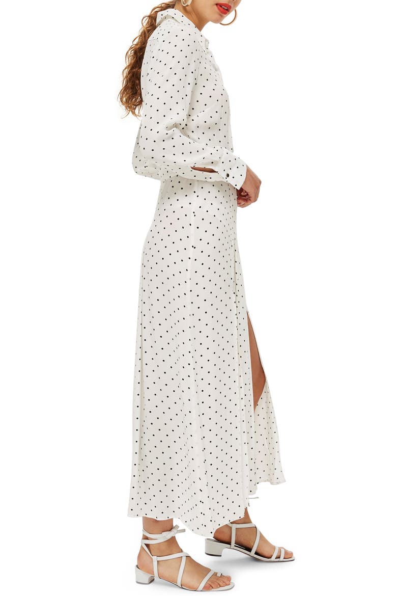 Dot Print Dress, Alternate, color, WHITE MULTI
