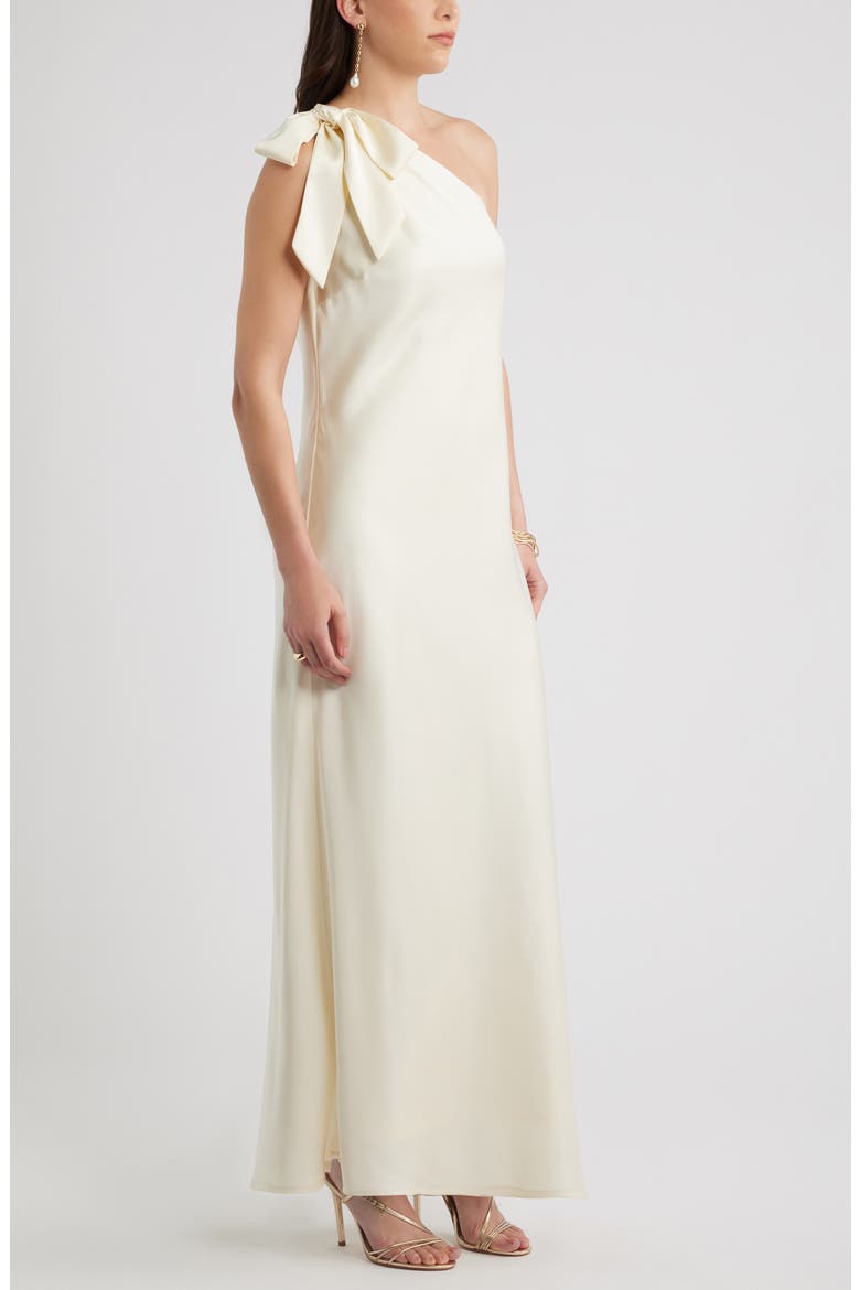 Bow One-Shoulder Maxi Dress, Alternate, color, IVORY