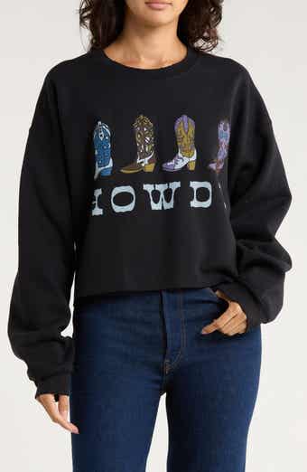 Project Social T Howdy Boots Raw Edge Sweatshirt
