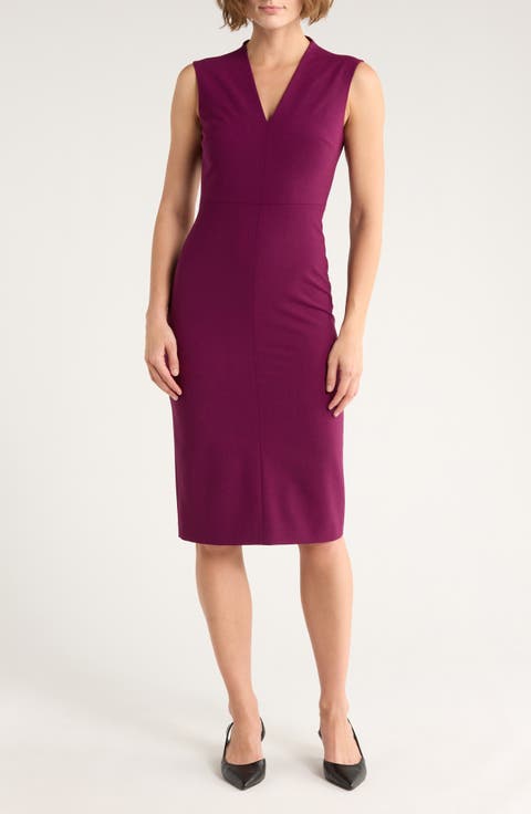 Stretch Virgin Wool Sleeveless Midi Dress