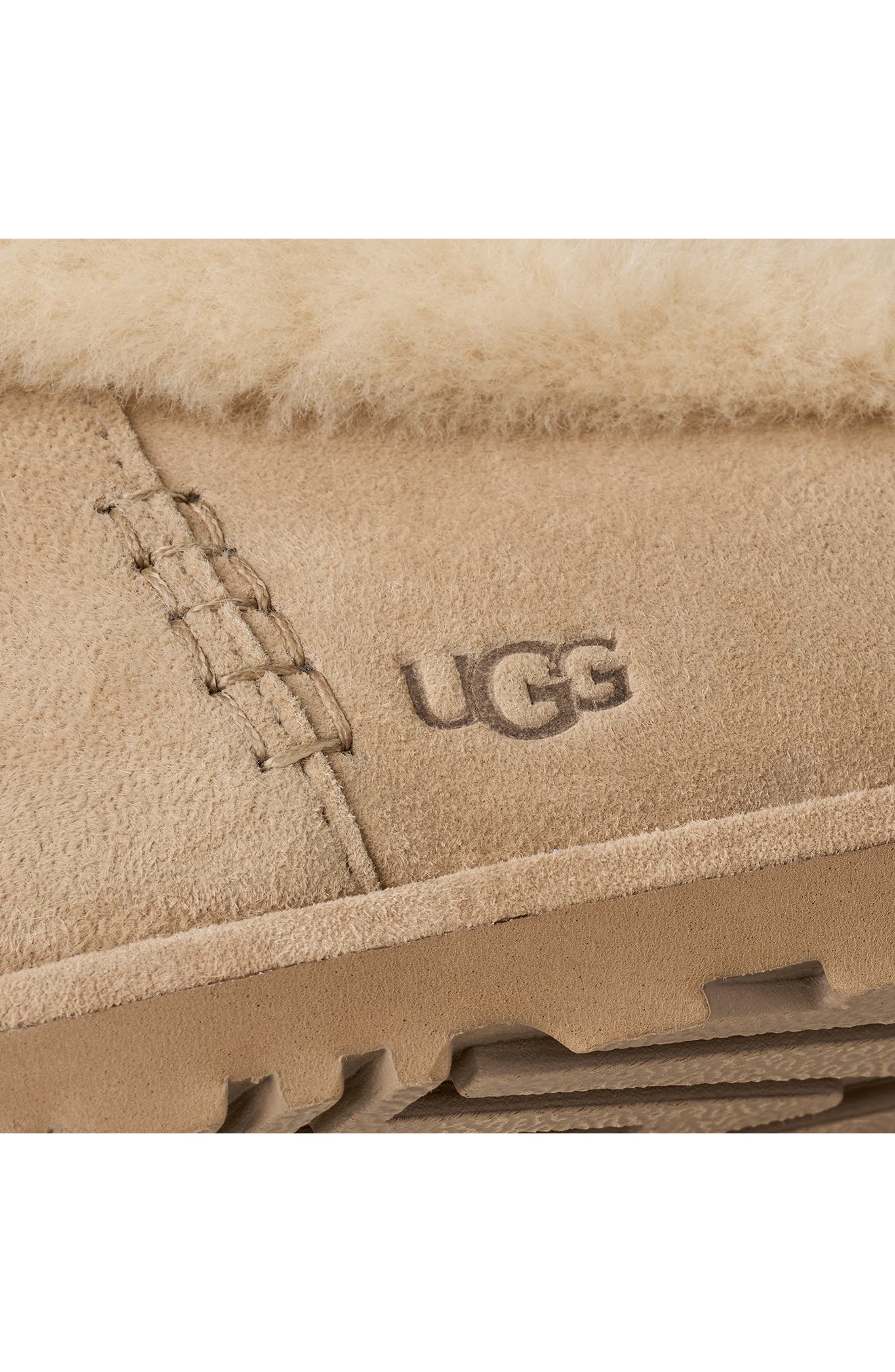 UGG<sup>®</sup> Zora Genuine Shearling Trim Ballet Flat, Alternate, color, Sand