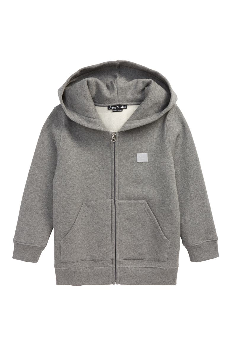 Kids' Mini Ferris Face Patch Zip Hoodie, Main, color, LIGHT GREY MELANGE