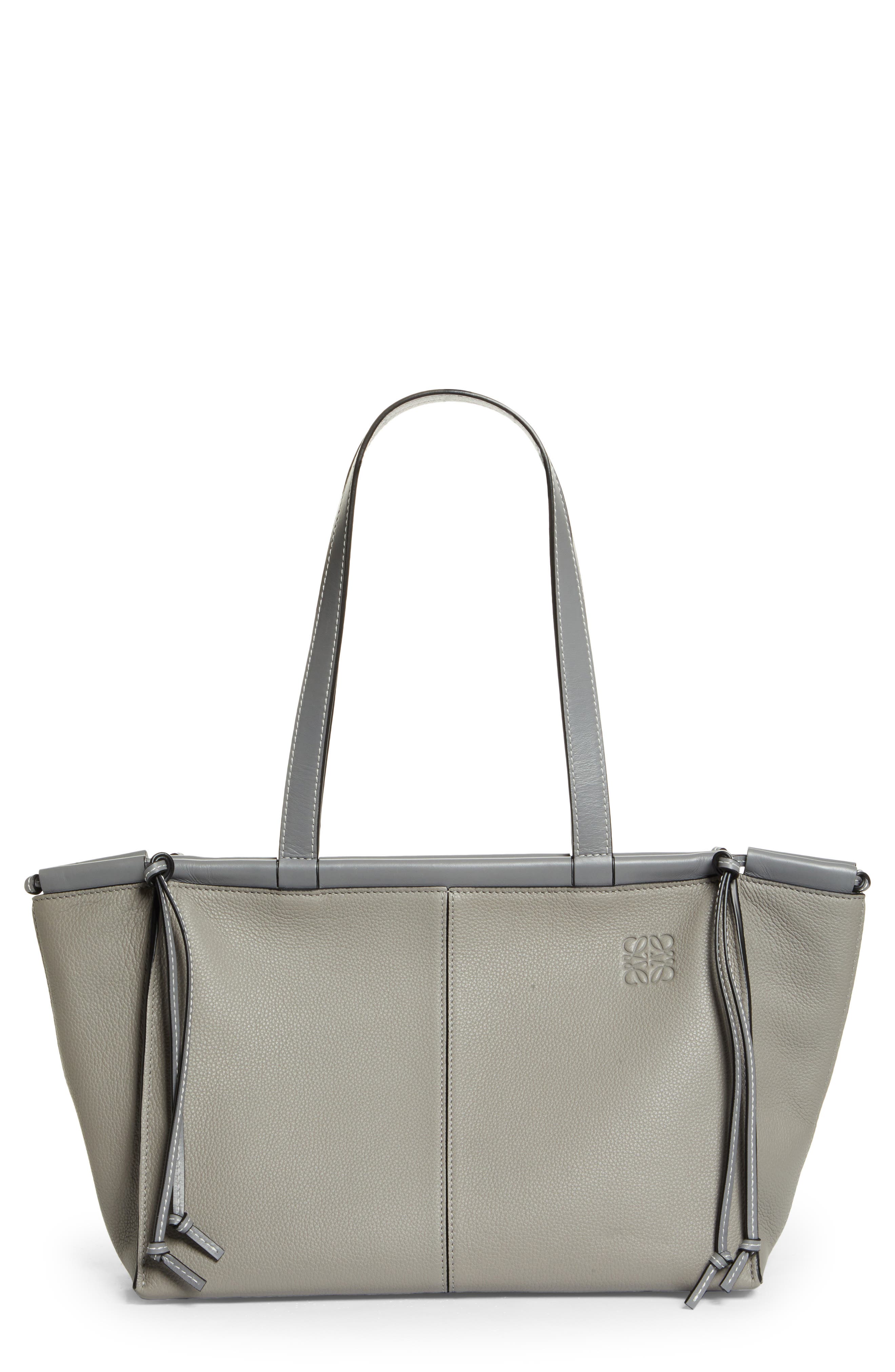 Small Cushion Leather Convertible Gusset Tote, Main, color, 1615 SMOKE