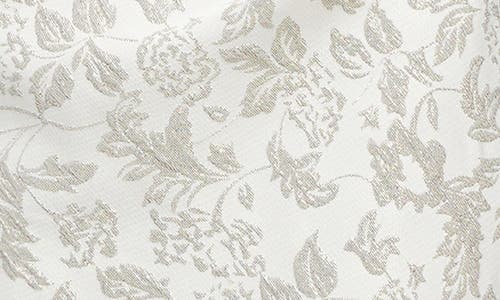 Js Collections Valerie Metallic Floral Jacquard Column Gown In Silver Mist