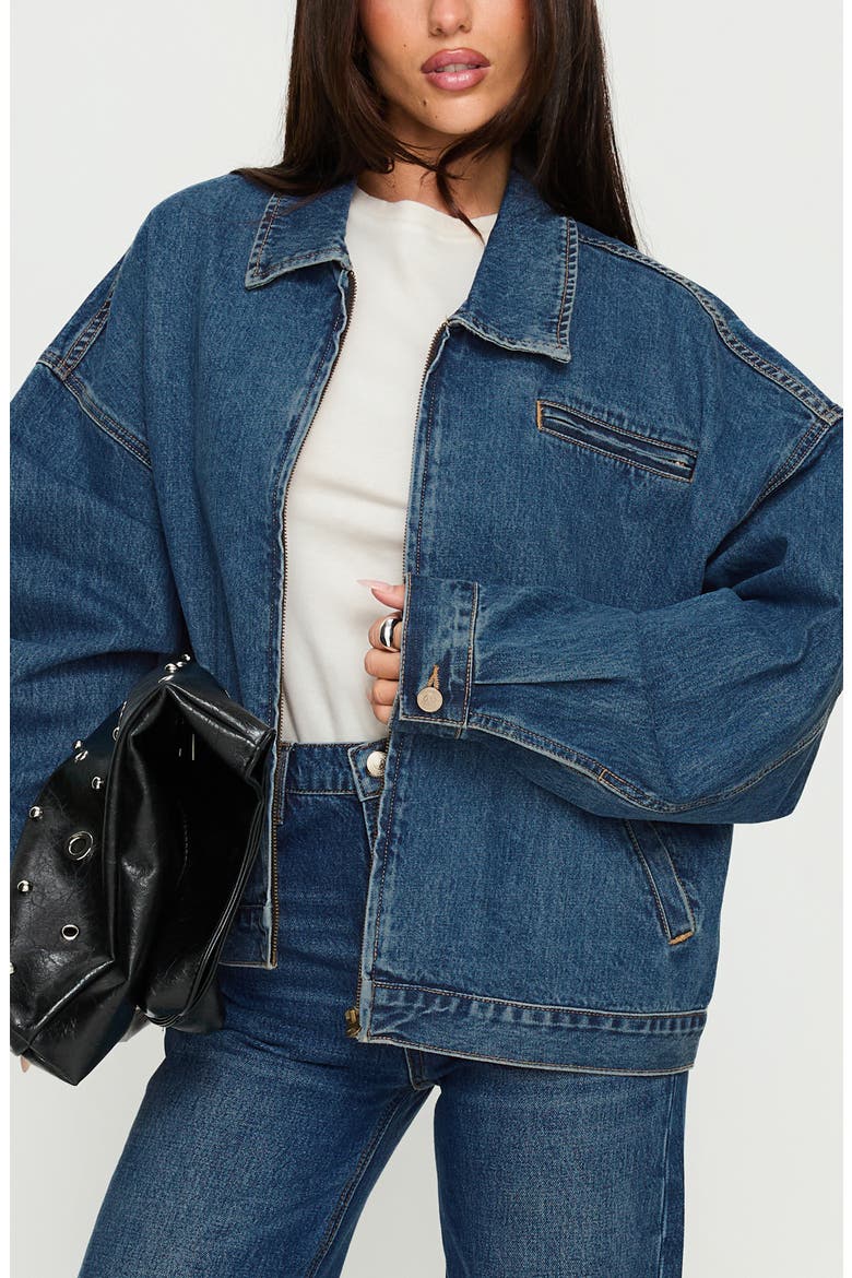 Riina Denim Bomber Jacket, Main, color, DENIM