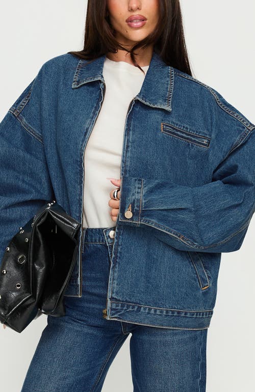 Princess Polly Riina Denim Bomber Jacket In Blue