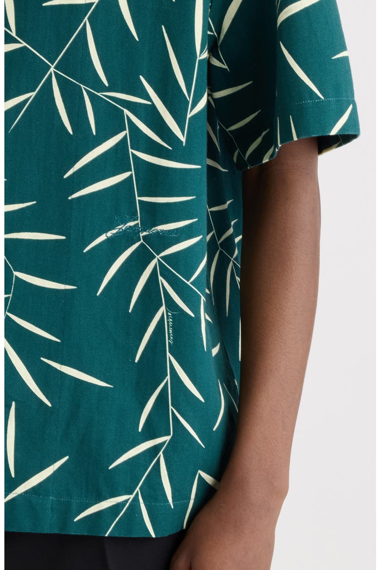 La Chemise Fonccio Foliage Print Camp Shirt, Alternate, color, PRINT FOLIAGE DARK GREEN/