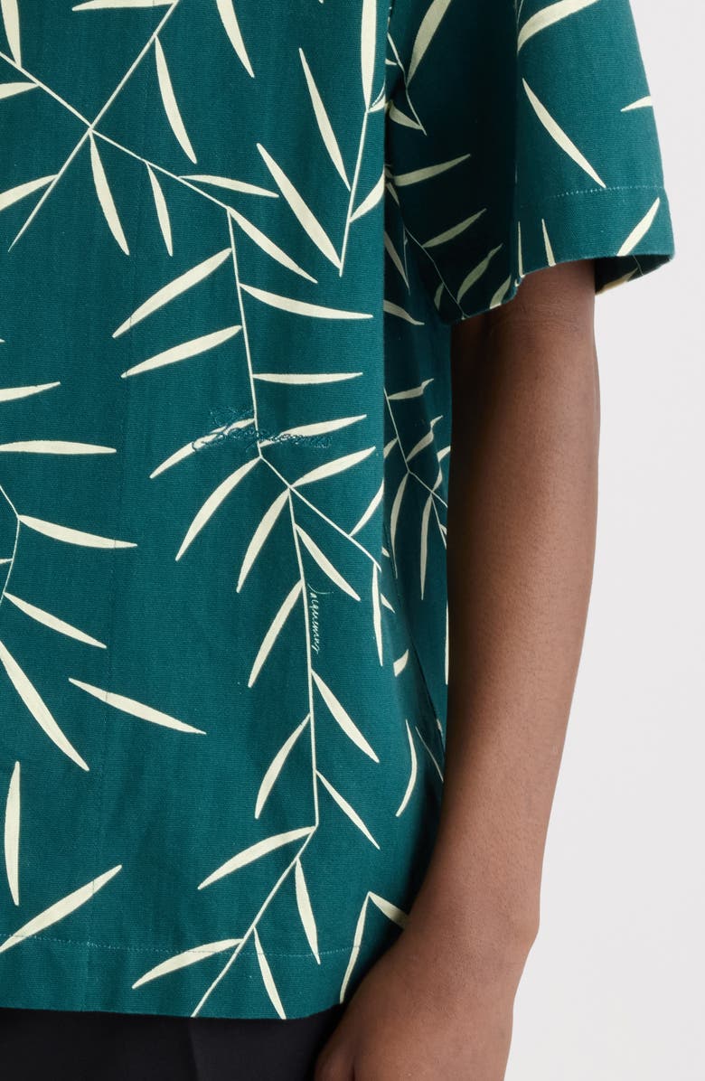 Jacquemus La Chemise Fonccio Foliage Print Camp Shirt, Alternate, color, Print Foliage Dark Green/