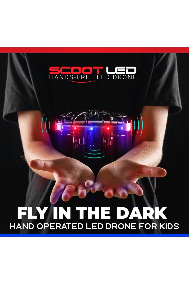 Scoot LED Hand Operated Drone - Red/Blue, Alternate, color, Black