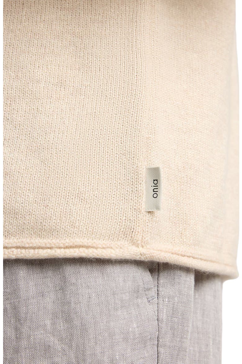 Linen Cashmere Rollneck Sweater, Alternate, color, Natural Melange