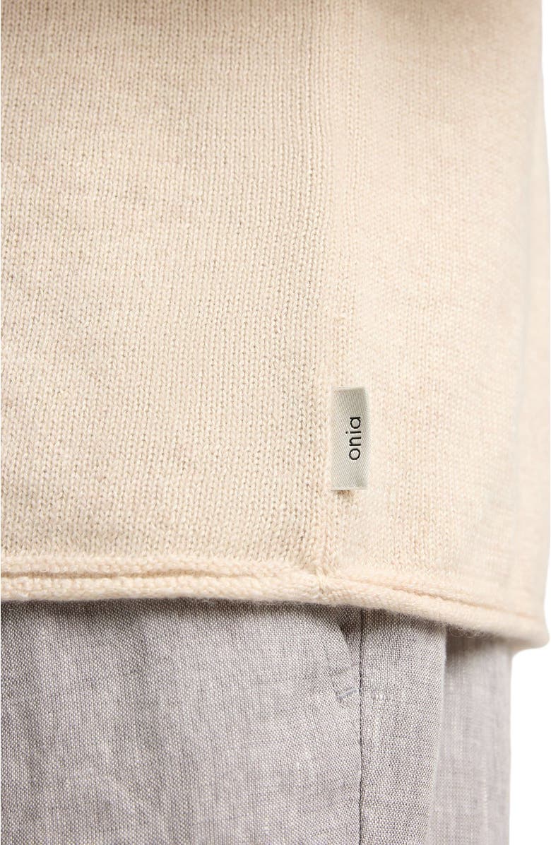 Onia Linen Cashmere Rollneck Sweater, Alternate, color, Natural Melange