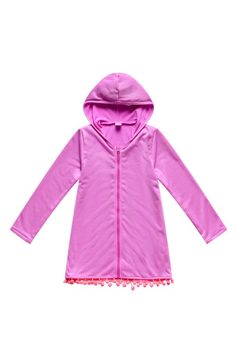 Kids' Pom Trim Hooded Cover-Up Tunic (Little Kid)