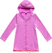 Beach Lingo Kids' Pom Trim Hooded Cover-Up Tunic