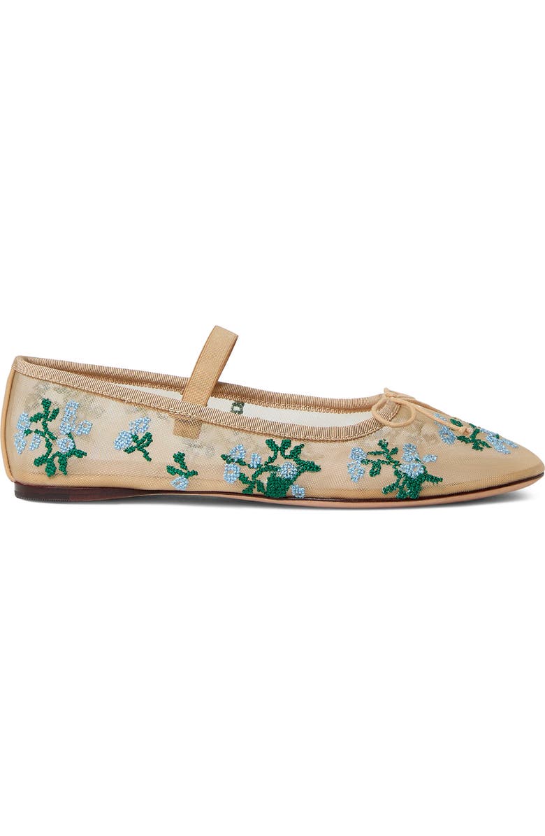 Loeffler Randall Leonie Mary Jane Flat, Alternate, color, Caramel/ Green/ Blue