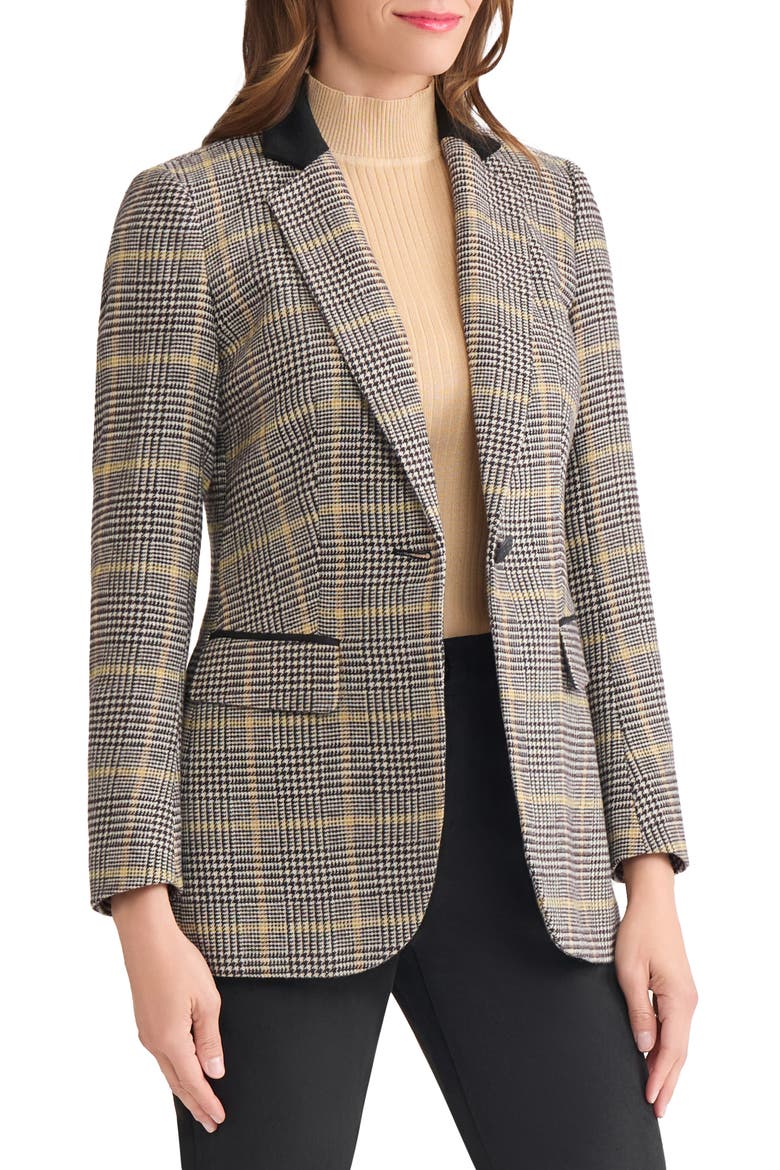 Plaid Elbow Patch Blazer, Alternate, color, CARAMEL MULTI