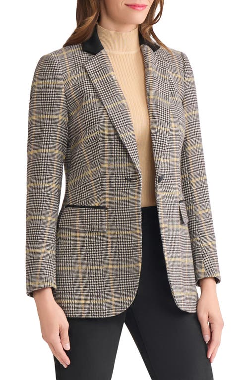 Jones New York Plaid Elbow Patch Blazer In Gray