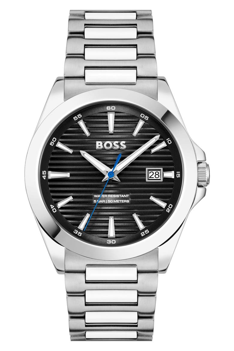 Strike Bracelet Watch, 41mm, Main, color, SILVER/ BLACK