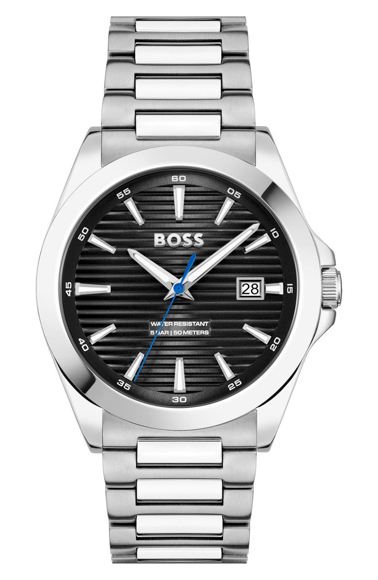 BOSS Strike Bracelet Watch, 41mm, Main, color, Silver/ Black