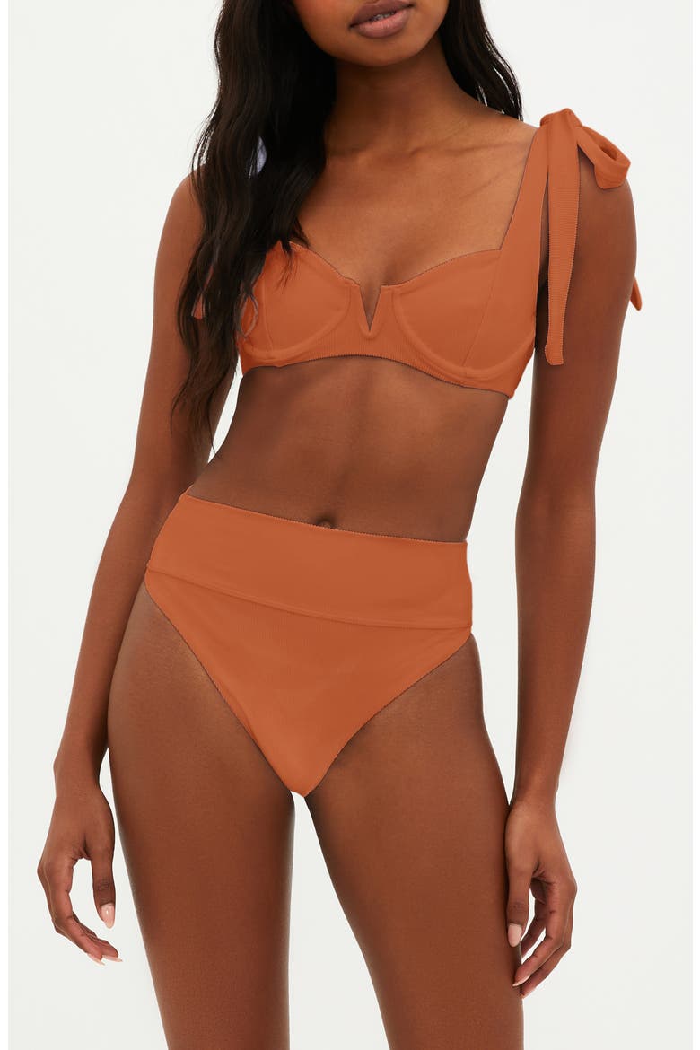 Highway High Waist Bikini Bottoms, Alternate, color, CARMEL