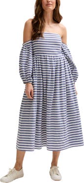Lily and Lionel London Sara Bardot Neck Midi Dress