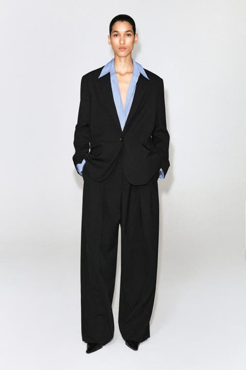 Relaxed Twill Wide-Leg Pants