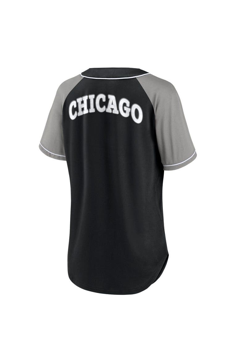 Women's Fanatics Branded Black Chicago White Sox Ultimate Style Raglan V-Neck T-Shirt, Alternate, color, Black