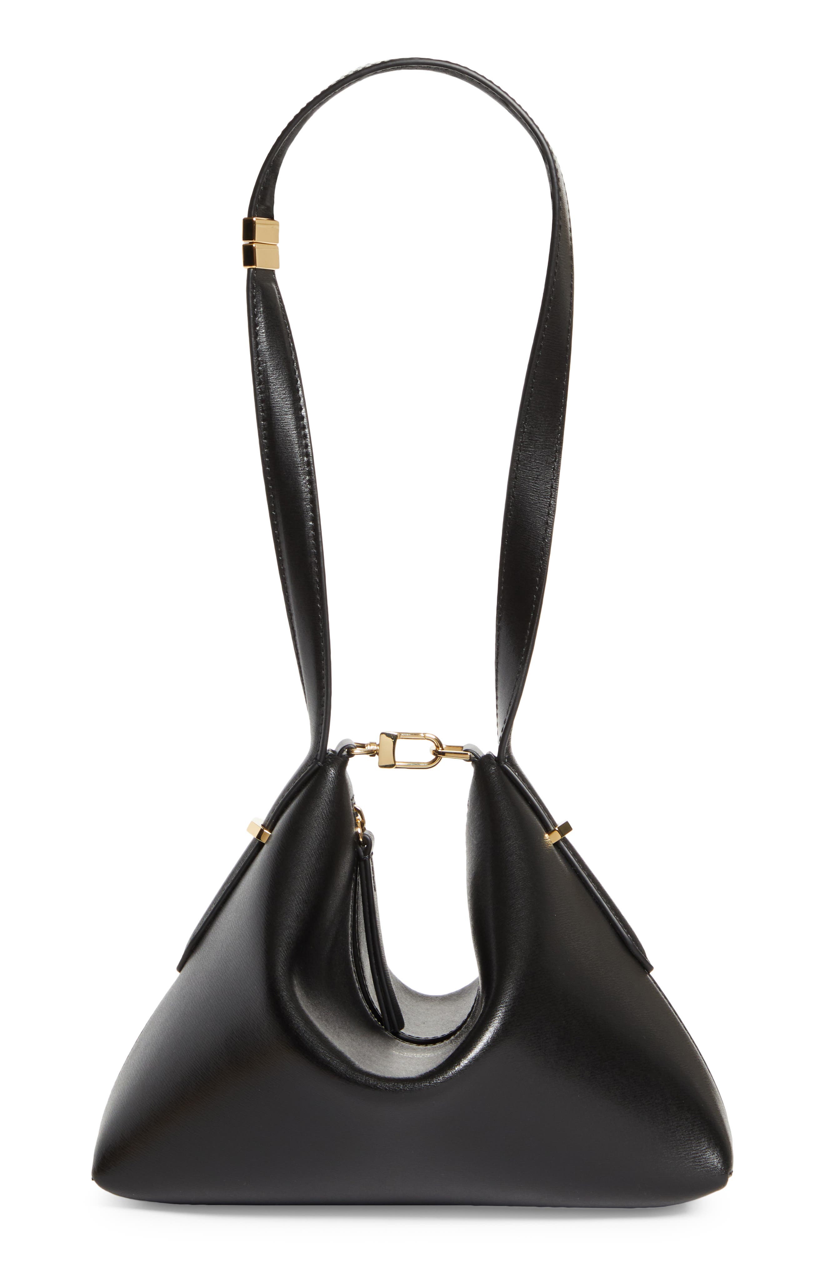 TOTEME Scoop Leather Clutch, Alternate, color, Black