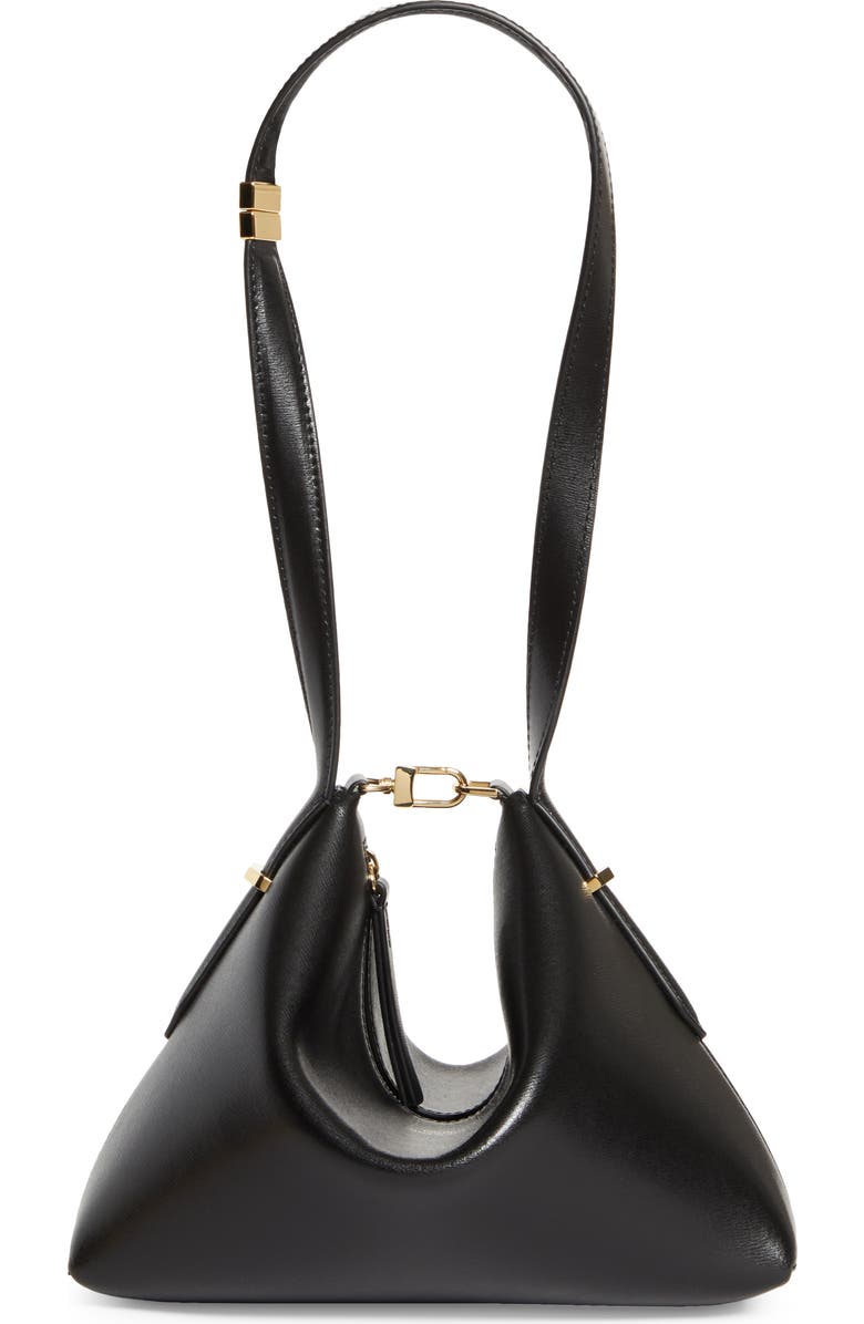 TOTEME Scoop Leather Clutch, Alternate, color, Black