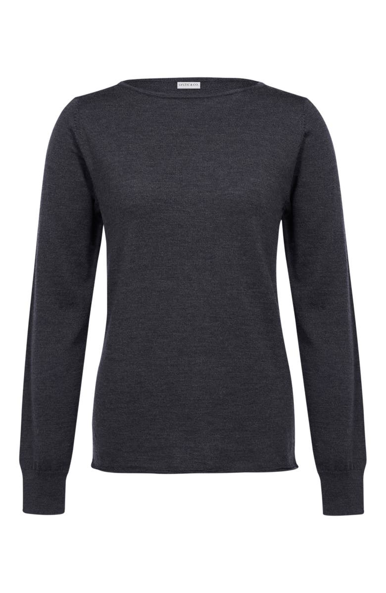 Celtic & Co. MERINO FINE KNIT BOAT NECK SWEATER, Alternate, color, Charcoal