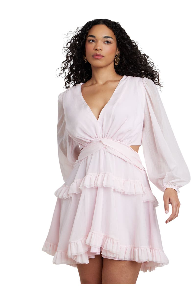 ELOQUII Patbo X Eloquii Puff-Sleeve Ruffle Mini Dress, Alternate, color, Cradle Pink