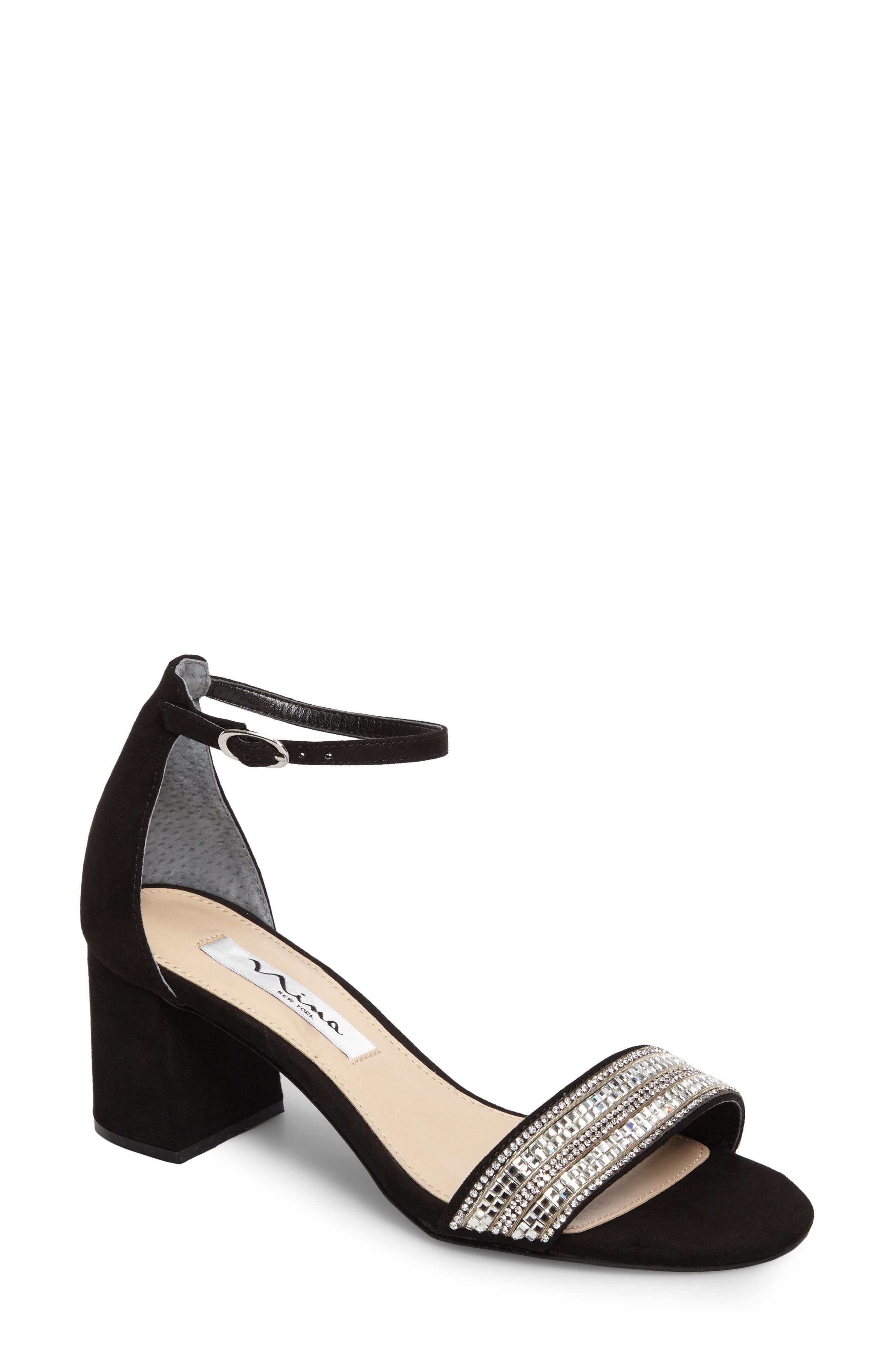 Nina Elenora Sandal, Main, color, Black Suede