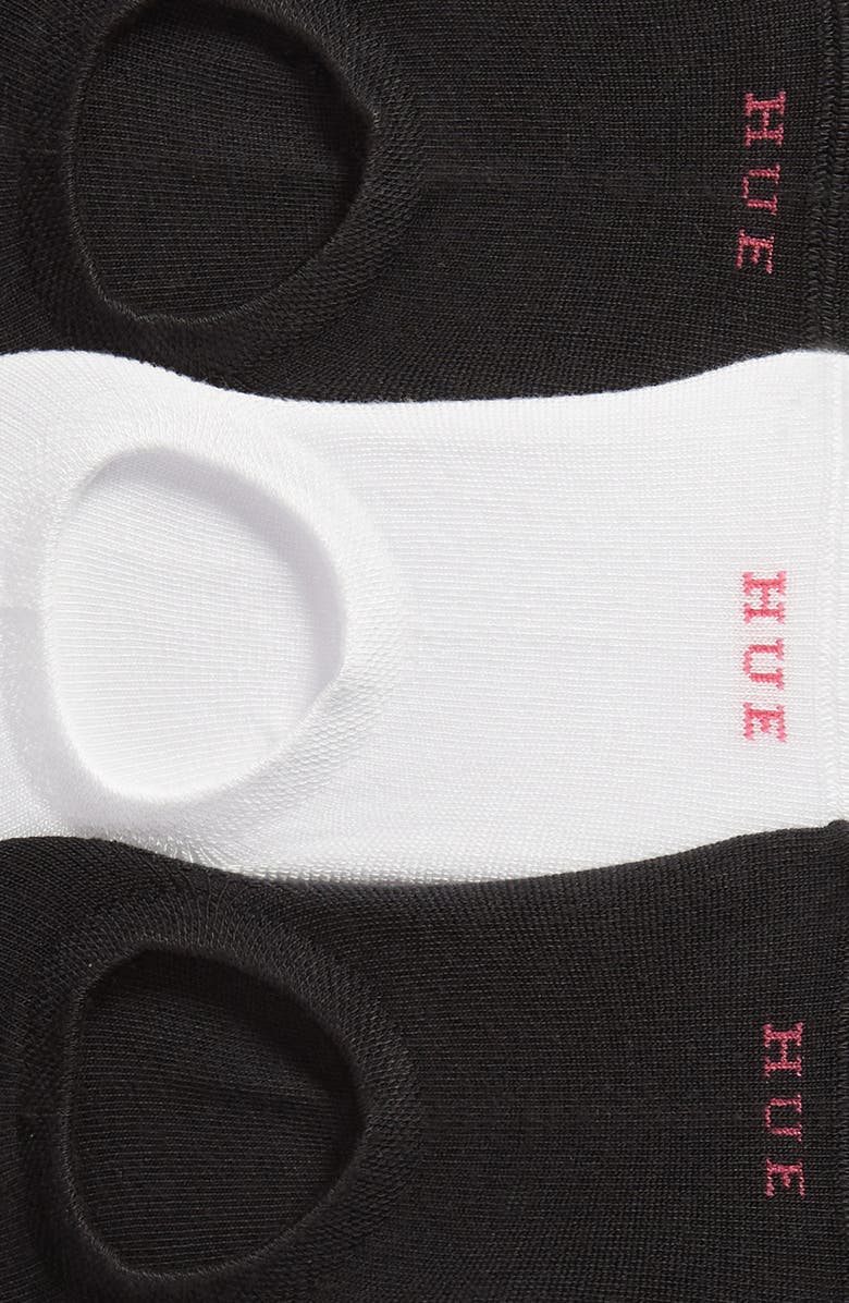 Hue 3-Pack The Perfect Sneaker Liner Socks, Alternate, color, Black/White