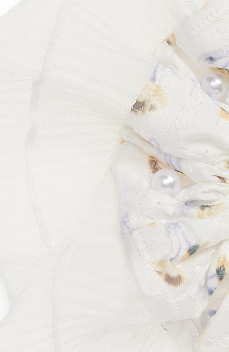 BP. Pretty Plissé Scrunchie, Alternate, color, Ivory Multi