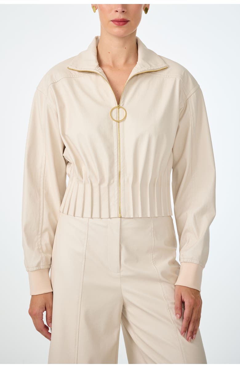 Trina Turk Outrun Faux Leather Jacket, Main, color, Ecru