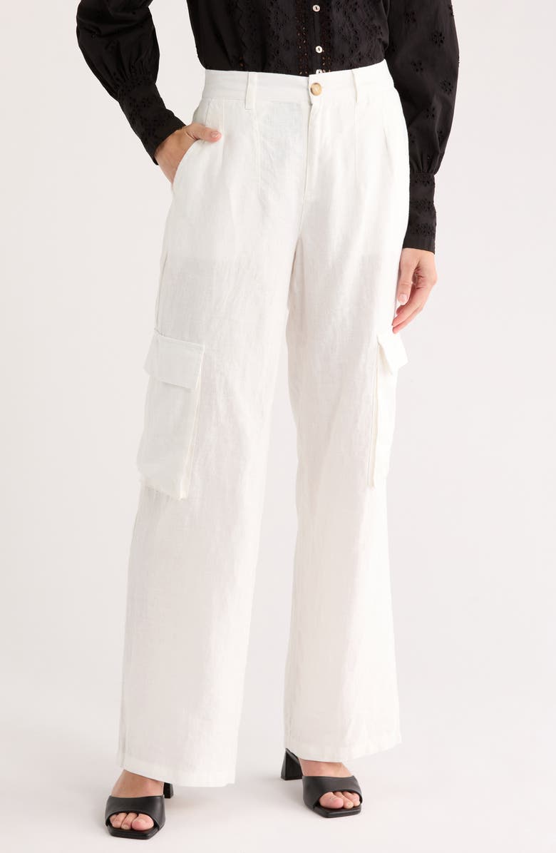 Sanctuary Hopper Wide Leg Linen Cargo Pants, Main, color, 