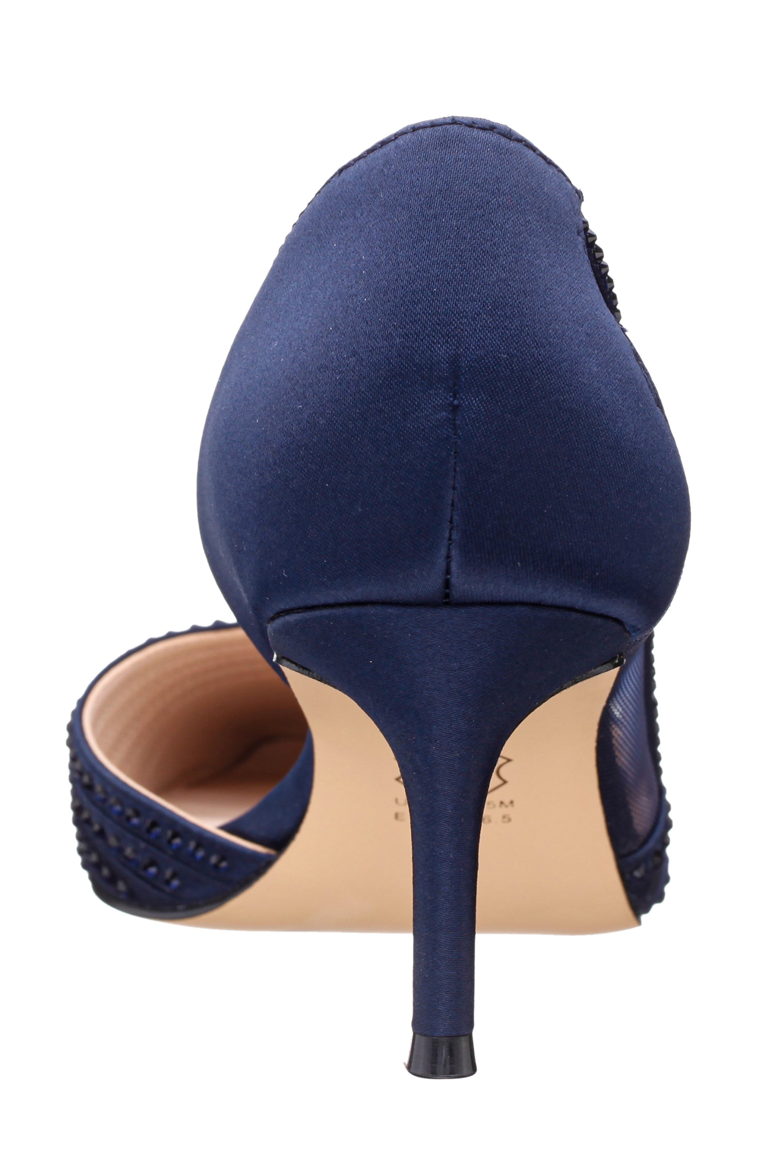 Noreen Pointed Toe Half d'Orsay Pump, Alternate, color, NEW NAVY