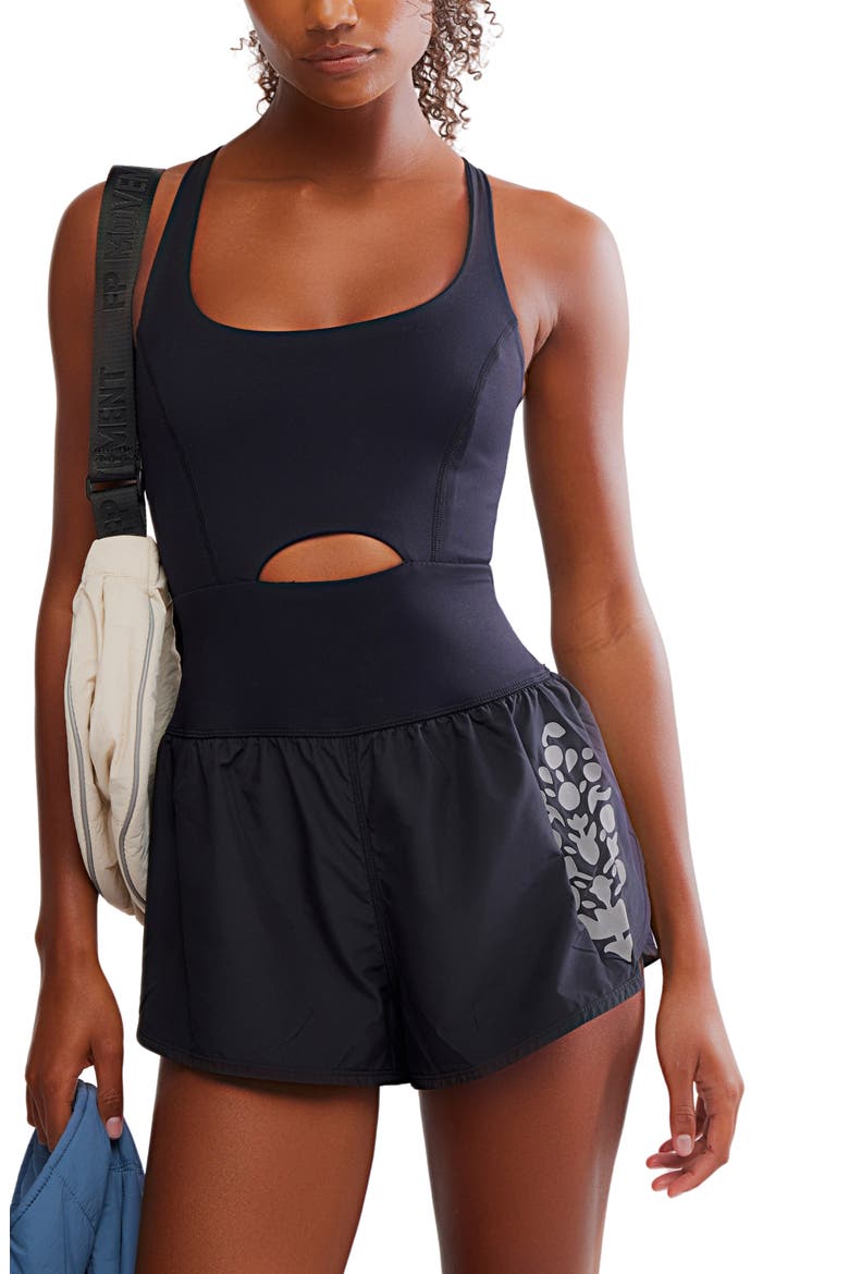 FP Movement Righteous Runsie Reflect Romper, Alternate, color, BLACK COMBO