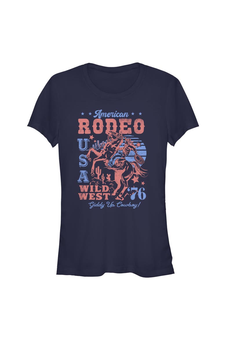 Juniors Lost Gods American Rodeo Wild West T Shirt, Main, color, Navy Blue