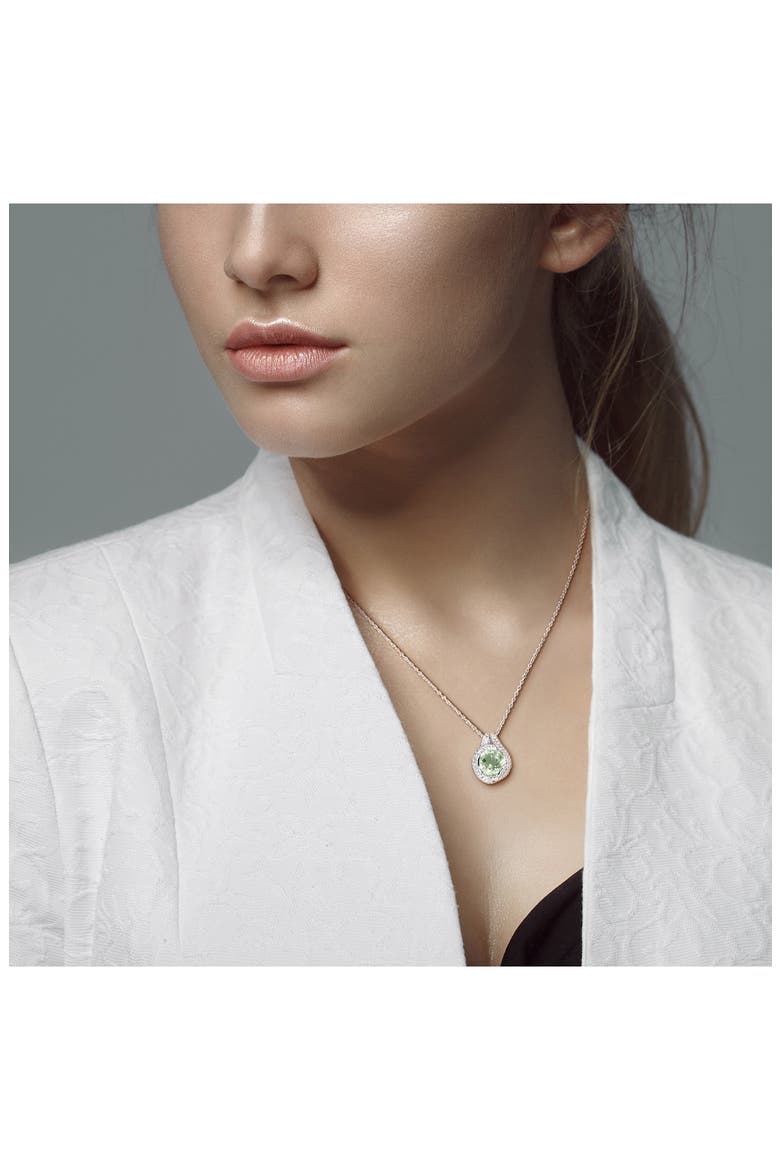 Green Quartz & White Topaz Stud Earrings & Necklace Set, Alternate, color, GREEN