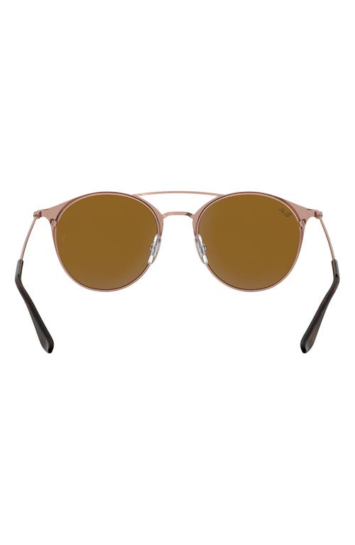 Ray Ban Ray-ban Highstreet 52mm Round Brow Bar Sunglasses In Brown