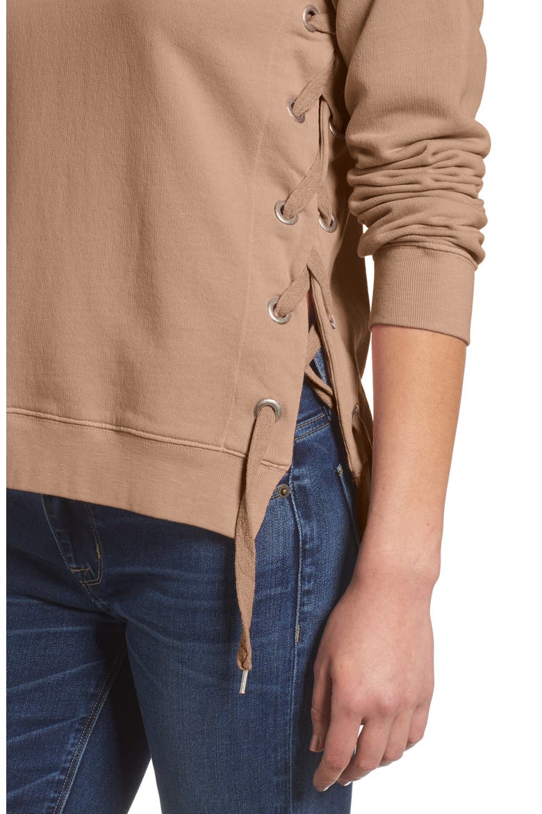 Side-Lace Sweatshirt, Alternate, color, PUTTY