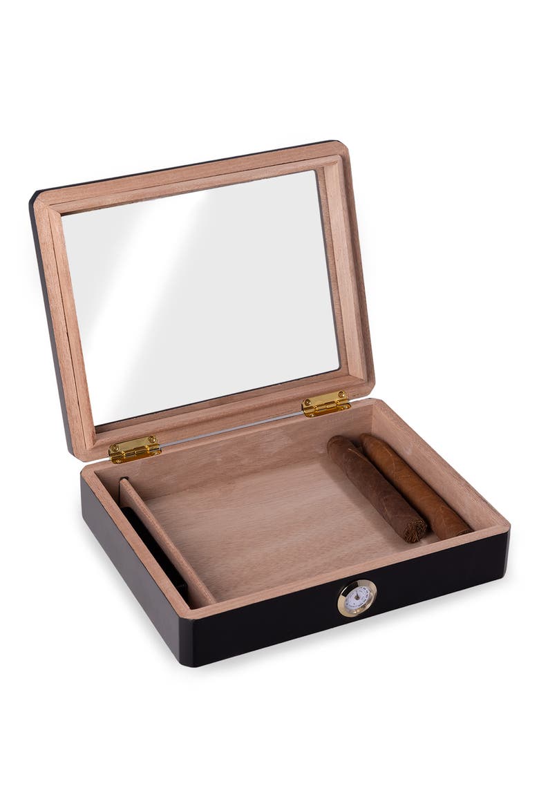 Finley 12 Cigar Humidor, Alternate, color, BLACK