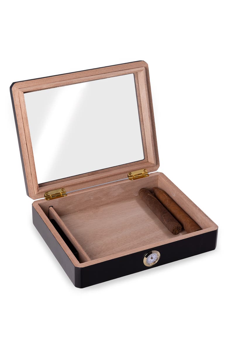 Bey-Berk Finley 12 Cigar Humidor, Alternate, color, Black