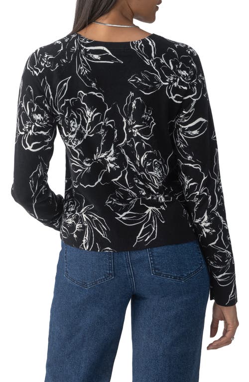 Sanctuary Silvana Floral Knit Long Sleeve Sweater In Black In Rose Stencil