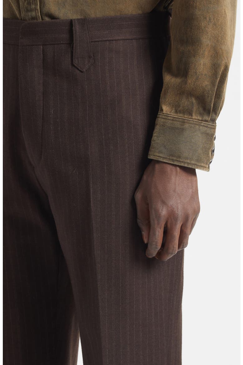 Slim Fit Pinstripe Wool Flannel Western Straight Leg Pants, Alternate, color, BROWN CHARCOAL