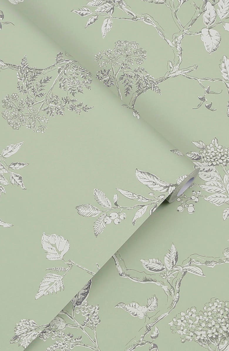 GRAHAM AND BROWN Laura Ashley Elderwood Sage Removable Wallpaper, Alternate, color, 